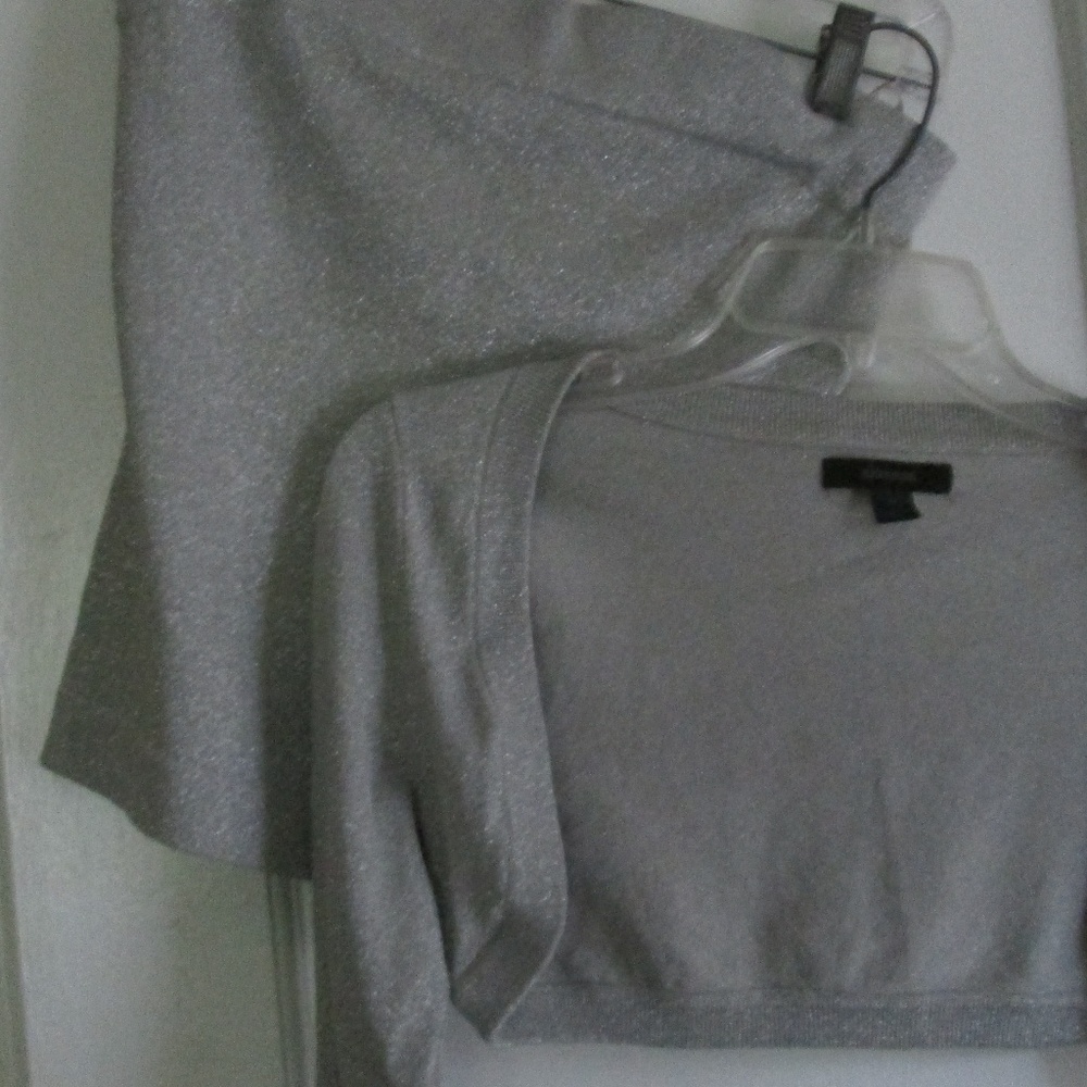 Silver tube top and matching midriff jacket